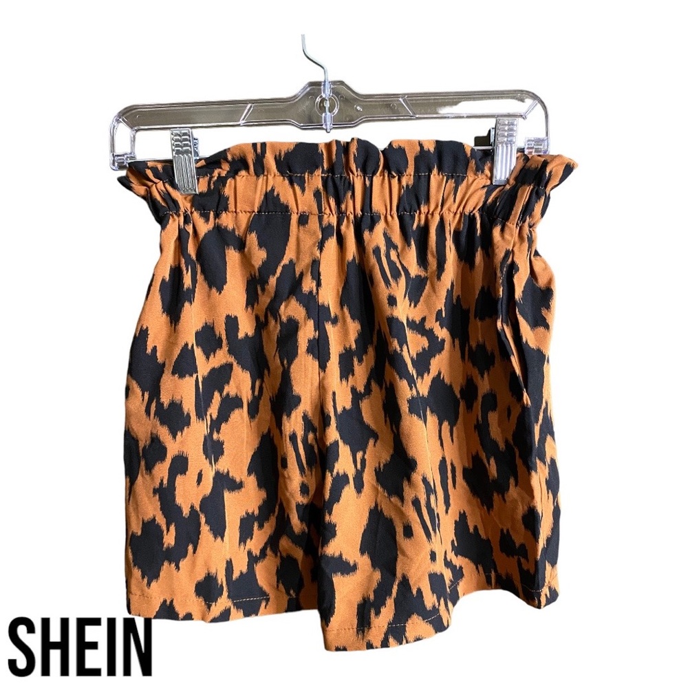 Shein girls Leopard Print Paperbag high waisted shorts